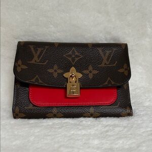 Louis Vuitton Brown and Red Monogram Wallet